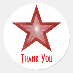 Red Star "Obrigado" adesivo redondo branco