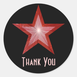 Red Star "Obrigado" adesivo redondo preto