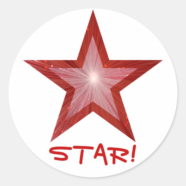 Red Star 'STAR' branco adesivo redondo (Frente)