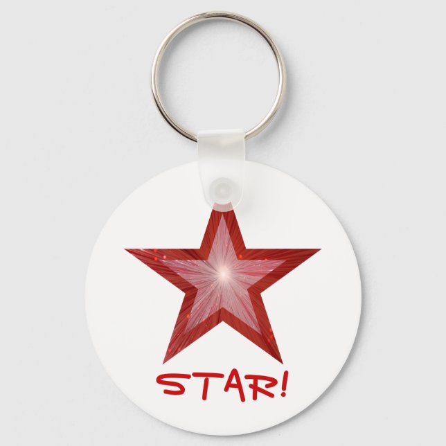 Red Star 'STAR' branco chaveiro (Frente)