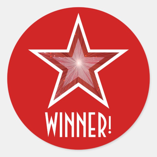 Red Star 'WINNER!' adesivo redondo vermelho (Frente)