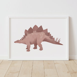 Red Stegosaurus Dinossaur Kids Room Poster