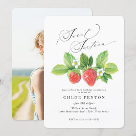 Red Strawberry Sweet 16 Aniversário Convite