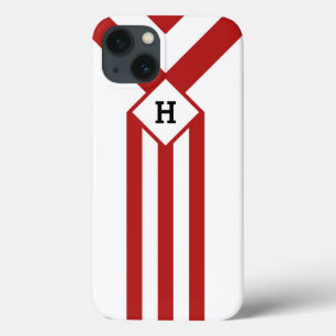 Red Stripes e Chevrons com Monograma em Branco