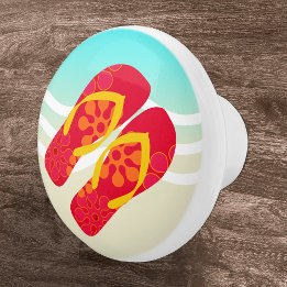 Red Summer Beach Chinelos Door Knob