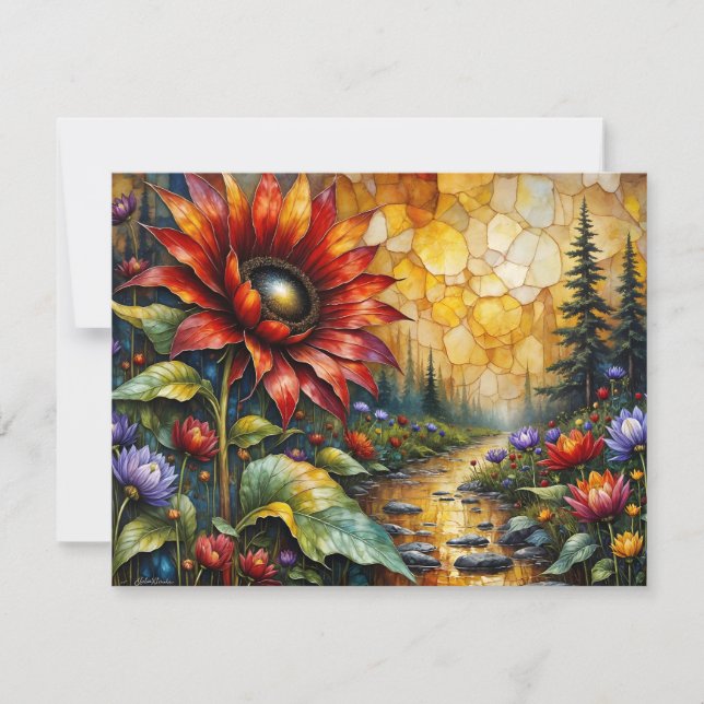 Red Sunflower in valley by stream (Frente)