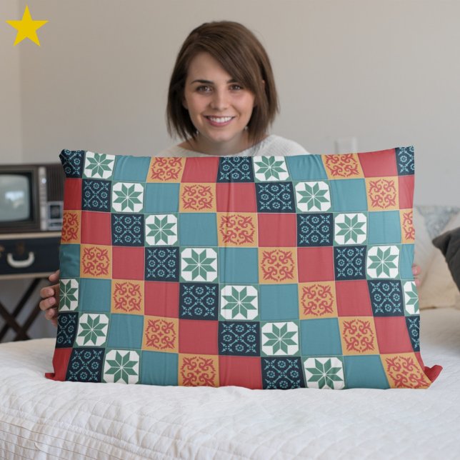 Red Teal Orange Classic European Mosaic Tiles (Criador carregado)