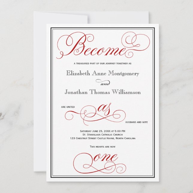 Red Torne-se um Convite para Casamento Cristão (Frente)