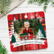 Red Truck Christmas Tree Delivery Red Xadrez Photo