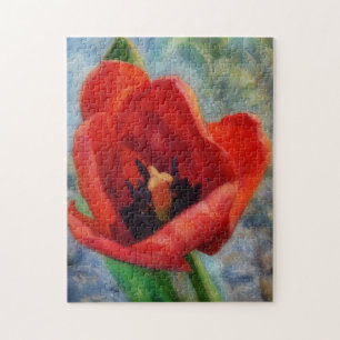 Red Tulip Flower Art Quebra-cabeça