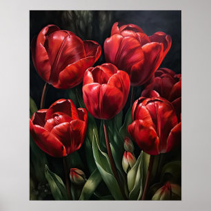 Red Tulip Flowers Art Impressão Poster