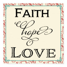 Red & Turquoise Faith Hope Love Typografia Poster
