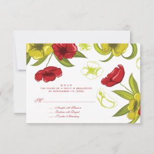 Red + Verde limão flores de papoila resposta rsvp 