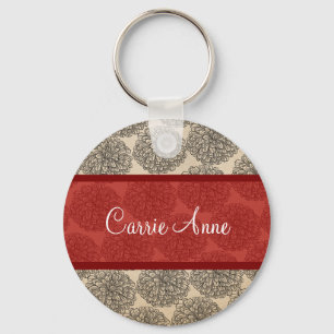 Red Vintage Zinnia Chaveiro