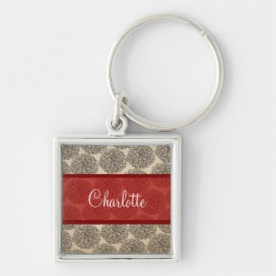 Red Vintage Zinnia Premium Chaveiro