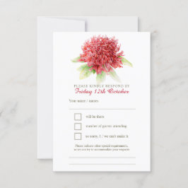 Red waratah floral watercolor casamento RSVP