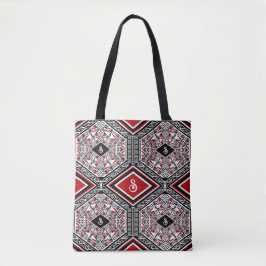 Red, White & Black Tribal Tapestry Tote