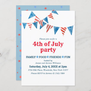 Red White Blue Flags 4 de julho de Convite de fest