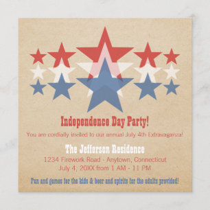 Red, White e Blue Star Cascade 4 de julho Convite