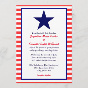 Red White e Blue Star - Convite de Casamento