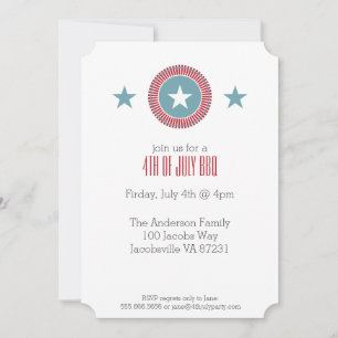 Red White e Blue Stars 4º de julho Convites