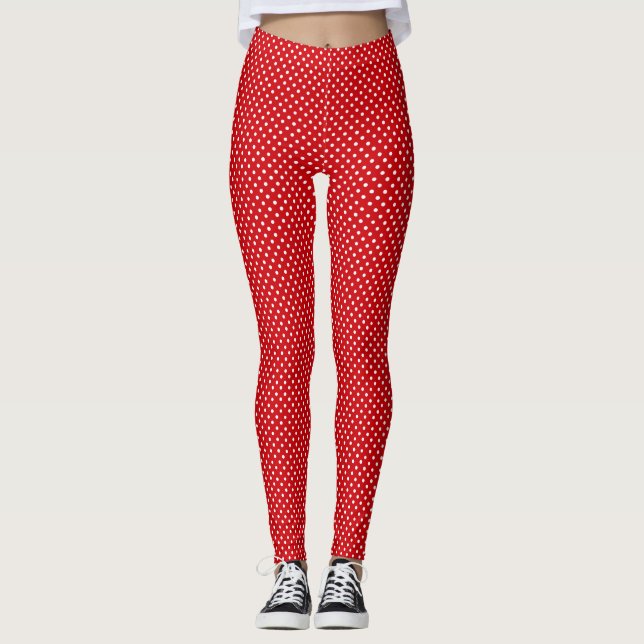 Red & White Polka Dot Active Leggings (Frente)