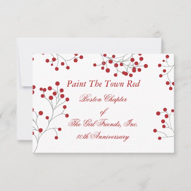 Red & White RSVP do Feriado de Berry de inverno (Frente)