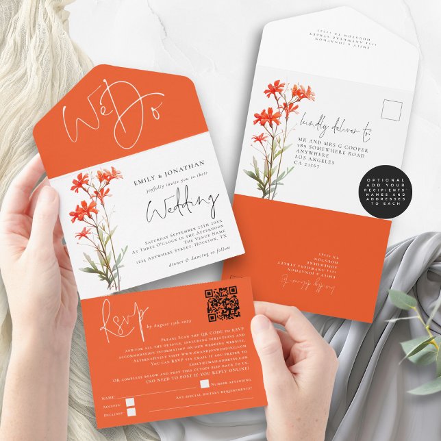 Red Wildflower Fazemos Casamento com Código QR (Inside and outside view)