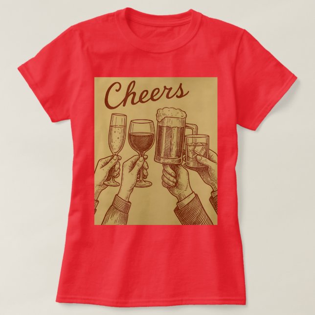 Red Women's Cheers Drinks Toasting T-Shirt (Frente do Design)