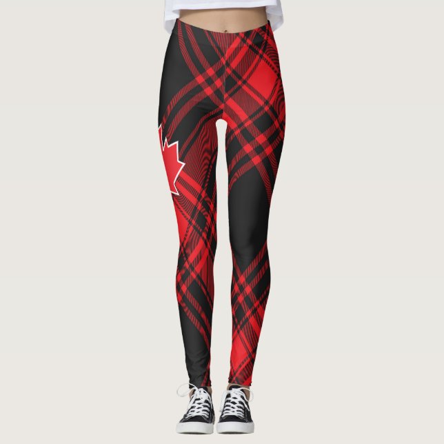 "Red Xadrez Canada" Leggings femininas (Frente)