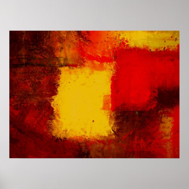 Red Yellow Brown Modern Abstrato Art Poster (Frente)