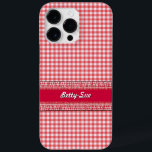 RedCheckered Case com seu nome<br><div class="desc">Sinta-se livre para inserir qualquer texto que desejar. E me avise se você quiser essa design em qualquer outro modelo de caso.</div>