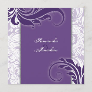Redemoinhos elegantes roxos & brancos do convite