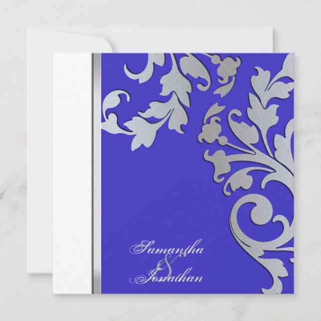 Redemoinhos florais da faísca da prata do convite (Frente)