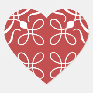 Redemoinhos na etiqueta vermelha do coração dos