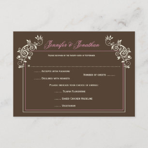 Redemoinhos RSVP do rosa do marfim de Brown do