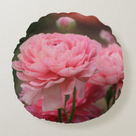 Redonda Almofada de Arremesso Closeup de Ranunculus Rosa P