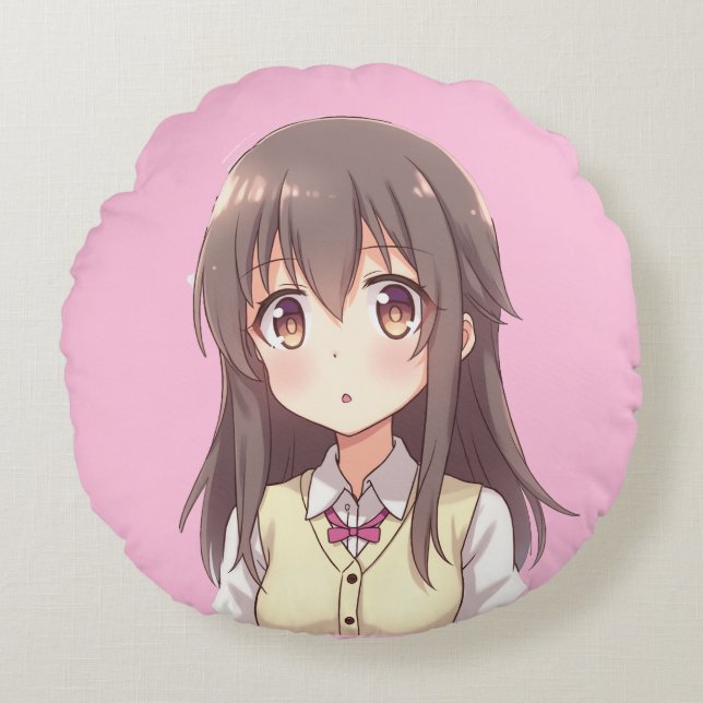 Redonda Almofada de bonitinha anime fofinha (Frente)