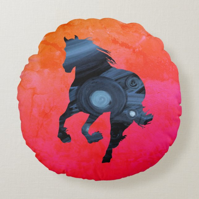 Redonda Almofada de Ênfase equina (Frente)
