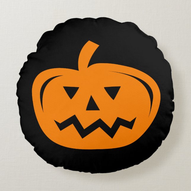 Redonda Almofada de lançamento de abóbora de Halloween pre (Frente)