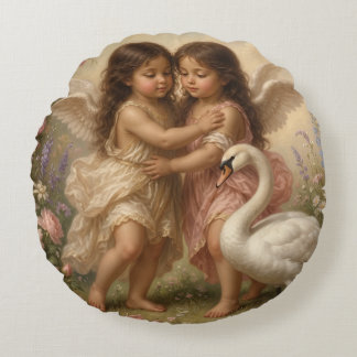 Redonda almofada de lançamento de anjo romântico || decora