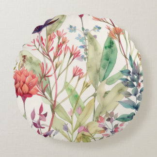 Redonda almofada de padrão vintage floral