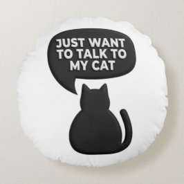Redonda Almofada de Silhueta de Gato Preto Engraçada| Pet 