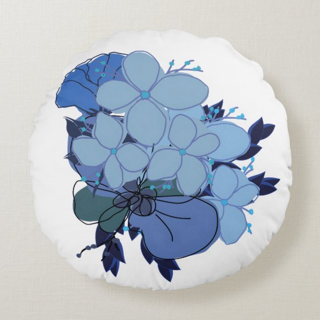 Redonda Almofada de Sofá Azul (Frente)