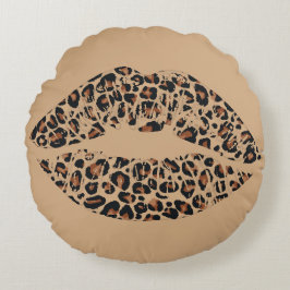 Redonda Almofada de Tira com Lábios de Leopardo | Glamour 