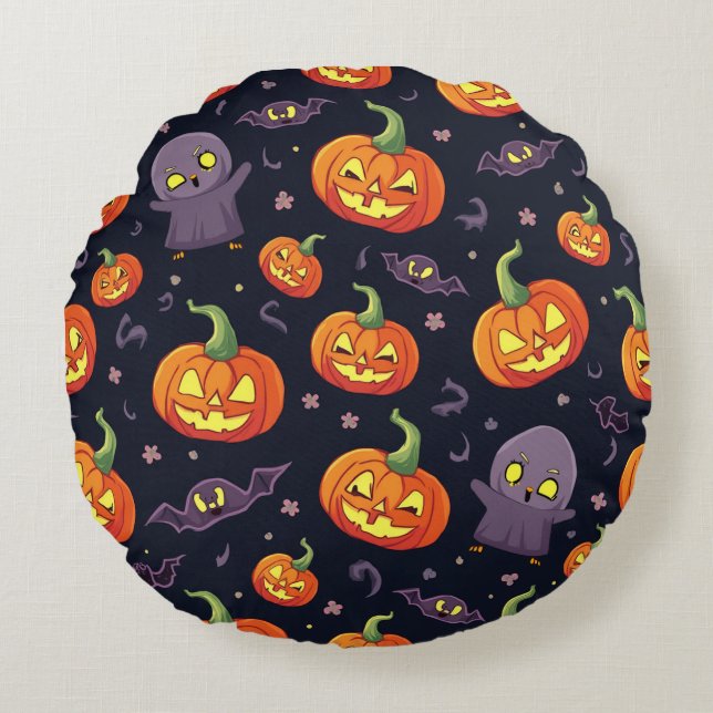 Redonda almofada de travesseiro de halloween (Frente)