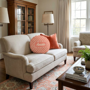 Redonda Almofada Decorativa com Pontos de Coral Personaliz