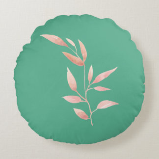Redonda Almofada Decorativa de Folhas Botânicas em Verde A