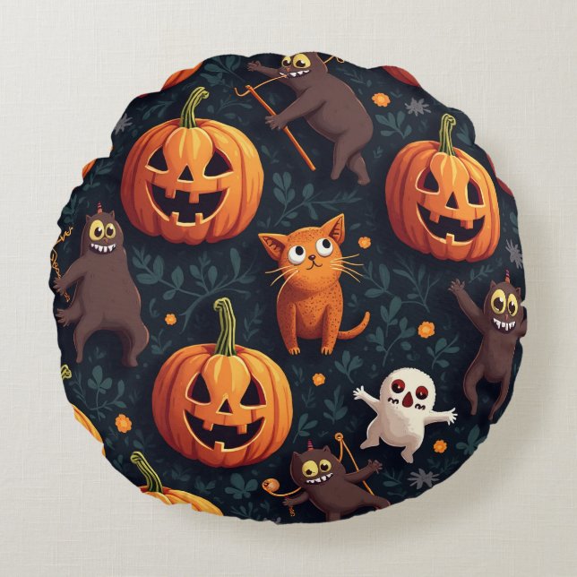 Redonda Almofada do conceito de Halloween (Frente)