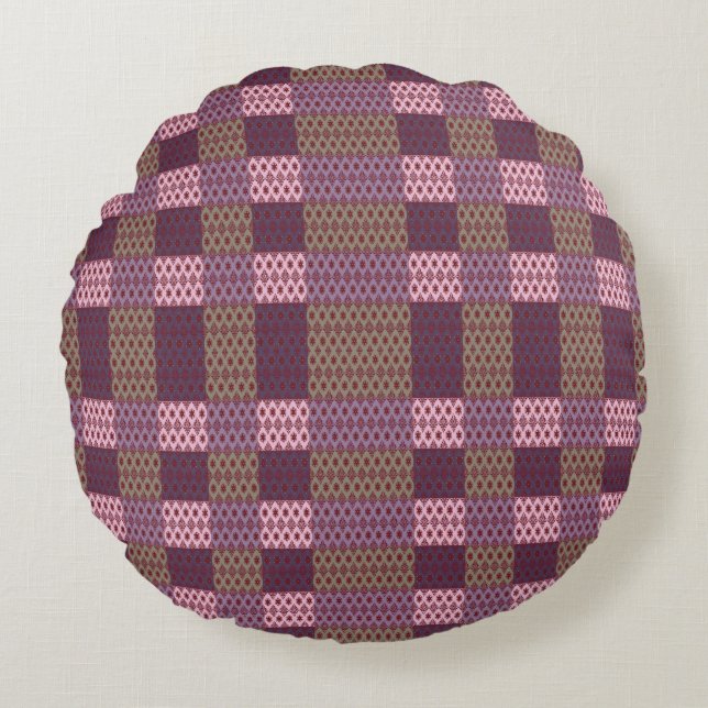Redonda Almofada Geométrica de Remendo – Moderno Roxo C (Frente)
